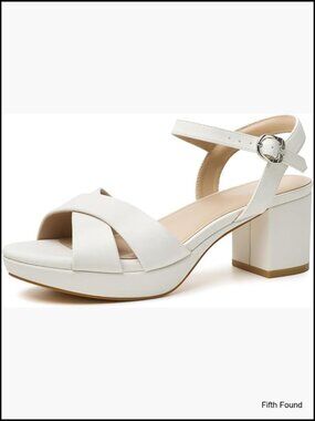 Chunky Block Platform Heels Open Toe Strappy Ankle Strap Heels